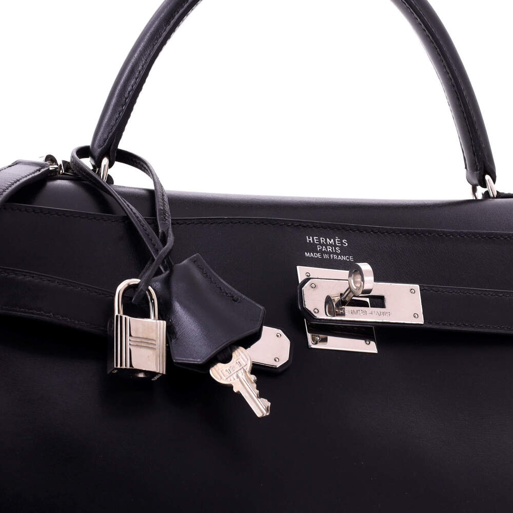 Hermes Kelly 35 Black Box Calf with Palladium Hardware - Picture 7 of 8